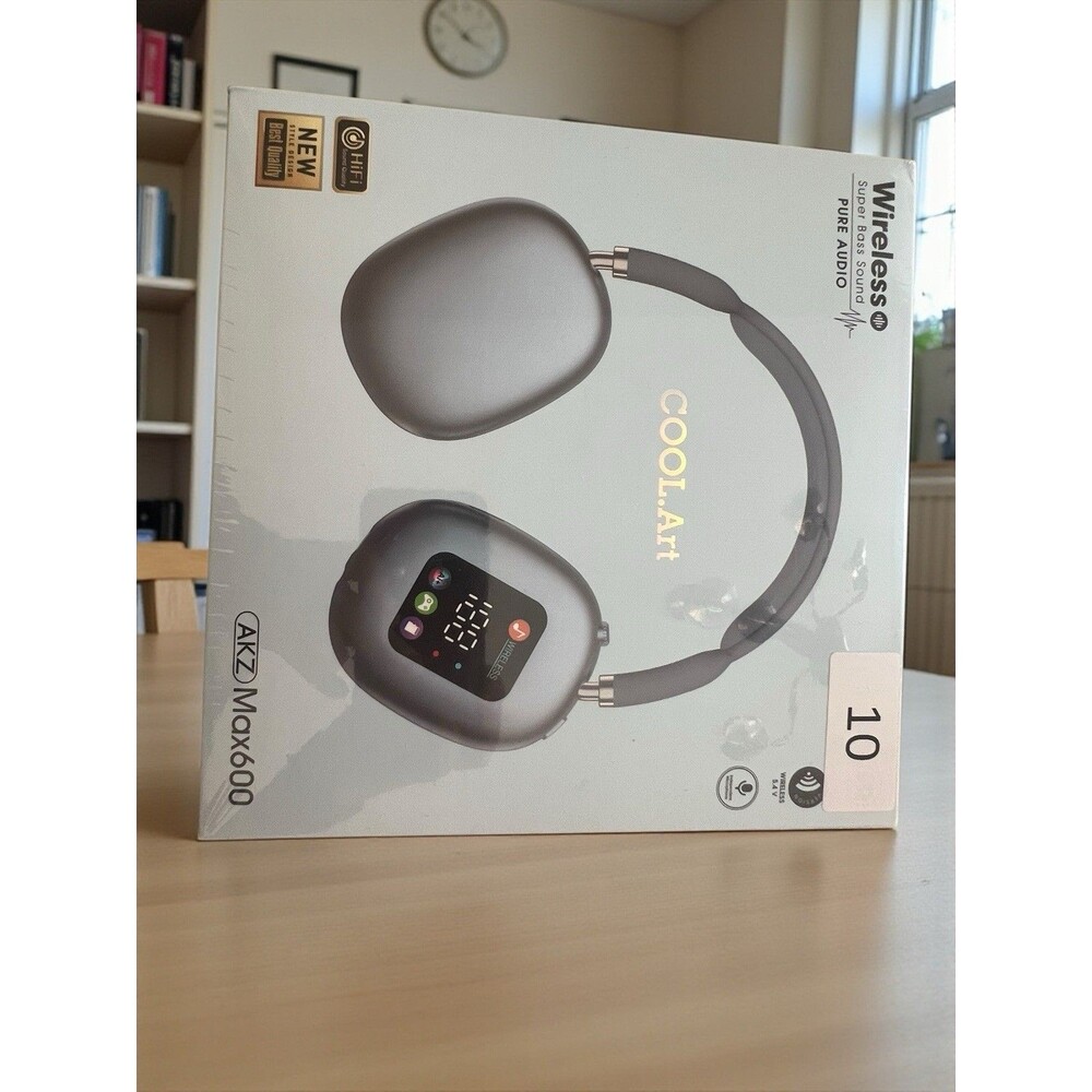 AKZ Max600 Wireless Bluetooth Over-Ear Headphones HiFi Sound w/ Display NEW